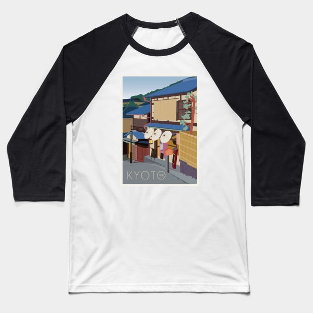 Art Deco inspired travel poster - kyoto Japan Baseball T-Shirt by MariOyama